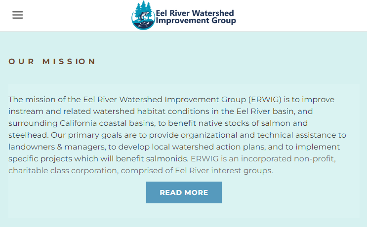 screenshot of Eel River Watershed Improvement Group Website